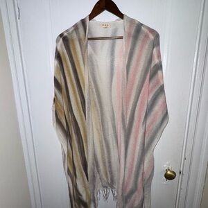 NWOT - POL Multicolor Striped Shawl w/Fringe Details